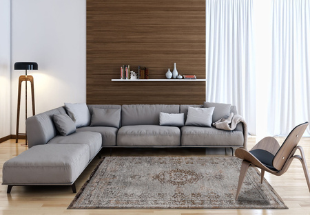 Louis de Poortere Fading World Medallion Grey Ebony rug 8257