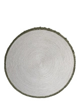K-Lim Gray Rug with Green Fringes Ø250