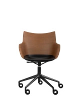 Q/Wood Basic Veneer Krzesło Z Kółkami Ciemne Drewno Czarny FSC™