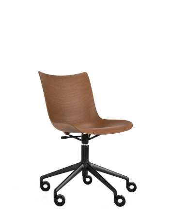 P/Wood Basic Veneer Chair with Wheels Dark Wood Black FSC™