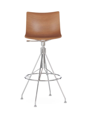 C.Koya Basic Veneer Bar Chair Dark Wood Chromed FSC™
