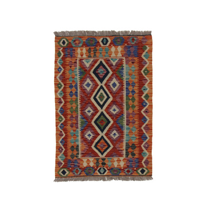 Wool kilim afghan rug multicolored 100050 121x84