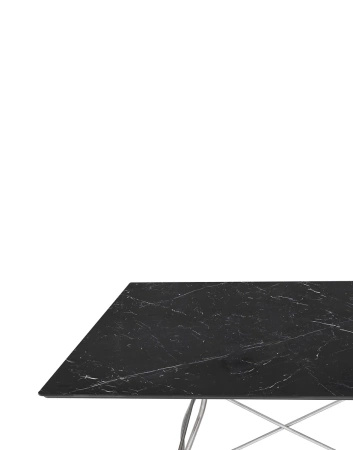 Glossy Marble Square 118x118 cm Stół Chromowany Czarny Marquina