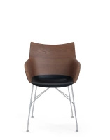 Q/Wood Slatted Ash Krzesło Ciemne Drewno Chromowany FSC™