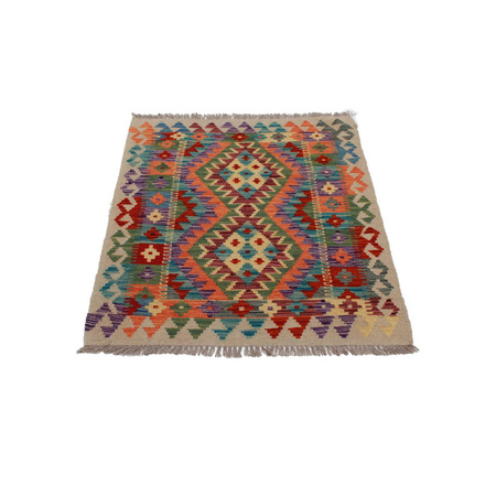 Wool kilim afghan rug multicolored 100038 113x86