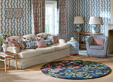 Sanderson FORAGING INDIGO ROUND carpet 146618