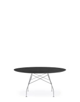 Glossy XXL Ø150 cm Chromed Black Marquina Table