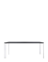 Four Rectangular 190x79 cm Stół Biały Czarny