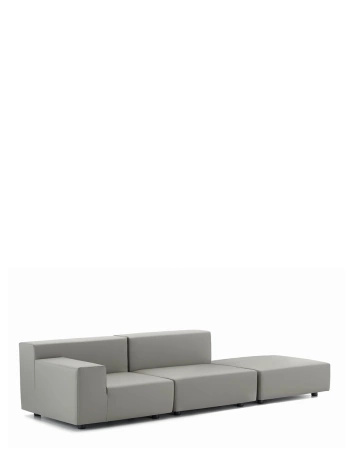 Plastics Tech Fabric Two-Seater + Pouf Sofa Gray