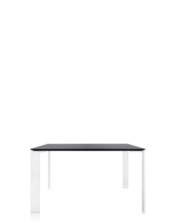 Four Square 128x128 cm Table White Black