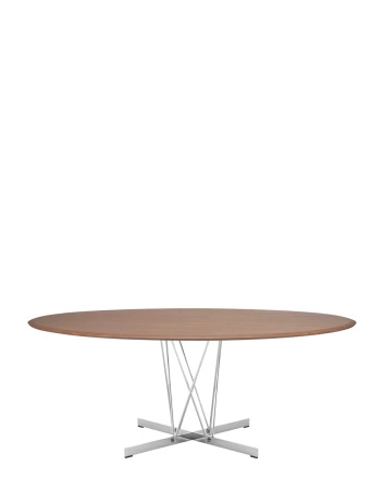 Viscount of Wood Oval Chrome Walnut Table