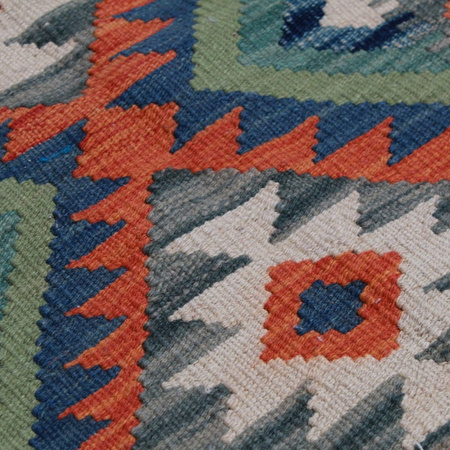 Dywan wełniany kilim afgański wielokolorowy 97925 87x59