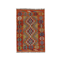 Dywan wełniany kilim afgański wielokolorowy 100093 122x82