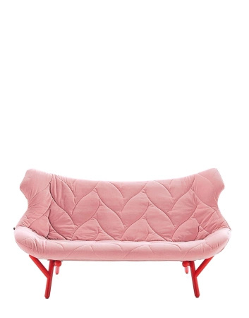 Foliage Velvet Sofa Red Pink