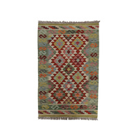 Dywan wełniany kilim afgański wielokolorowy 100393 148x95