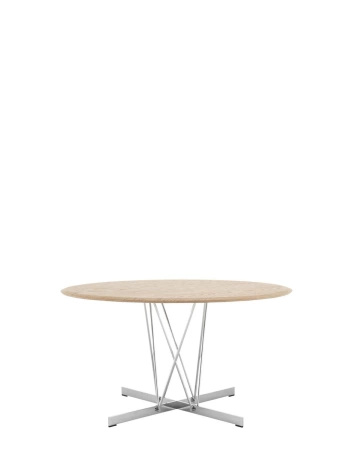 Viscount of Wood Round Chrome Table Ash