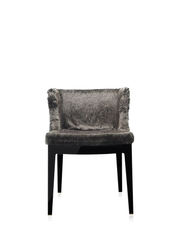 Mademoiselle Kravitz Chair Black Faux-Fur Snake Printed Fabric