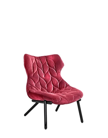 Foliage Velvet Armchair Black Red