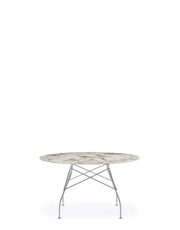 Glossy Round Ø128 cm Nature Tundra Chrome Table