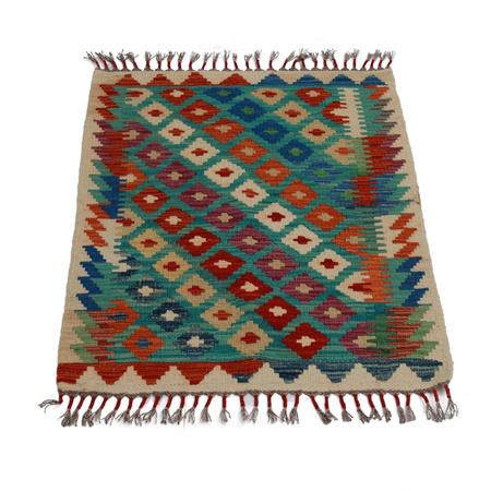 Dywan wełniany kilim afgański wielokolorowy 97782 86x61