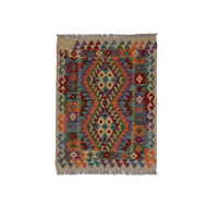 Wool kilim afghan rug multicolored 100038 113x86
