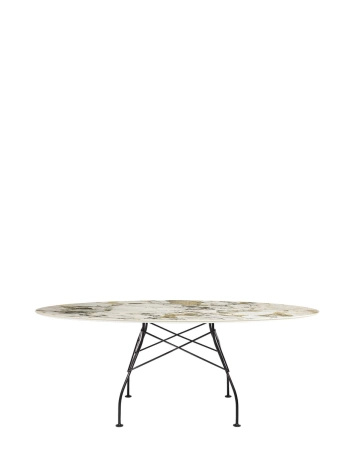 Glossy Marble Oval 192x118 cm Symphonie Black Table