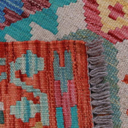 Wool kilim afghan rug multicolored 100100 128x81