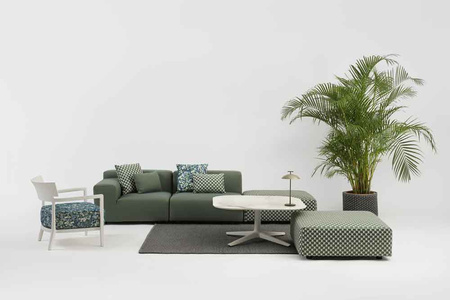 Plastics Outdoor Liberty 3 Seater + 1 Pouf Obi Check Sofa Zielony