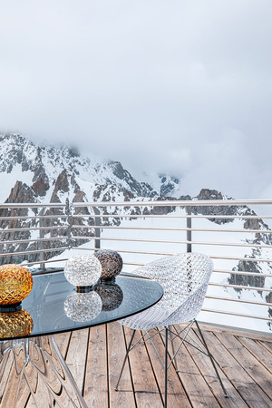 Sir Gio Round Ø120 cm Stół Przezroczysty Różowy