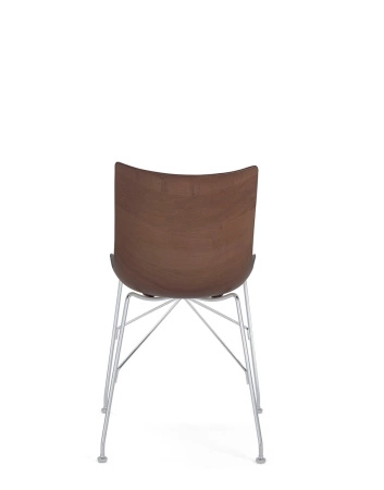 P/Wood Slatted Ash Krzesło Ciemne Drewno Chromowany FSC™