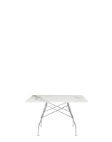 Glossy Marble Square 118x118 cm Chrome White Table