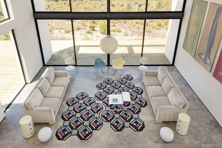 Gan Kilim Parquet Tetragon Blue Carpet