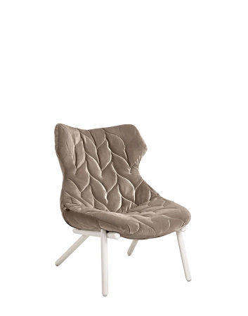 Foliage Velvet Armchair White Taupe