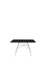 Glossy Marble Square 118x118 cm Chrome Black Marquina Table