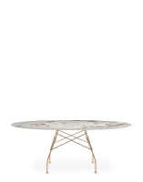Glossy Marble Oval 192x118 cm Gold Plated Nature Tundra Table