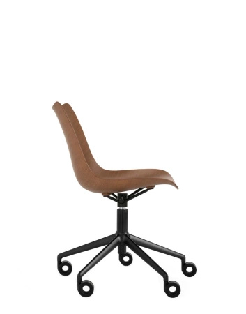 P/Wood Basic Veneer Chair with Wheels Dark Wood Black FSC™