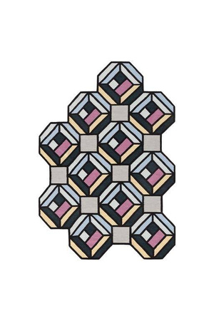 Gan Kilim Parquet Tetragon Blue Carpet