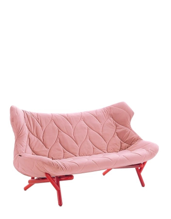Foliage Velvet Sofa Red Pink