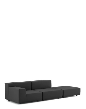 Plastics Tech Fabric Two-Seater + Pouf Sofa Czarny