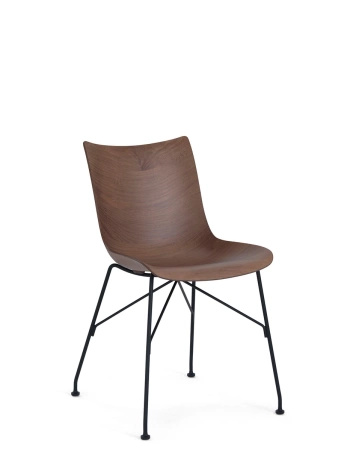 P/Wood Slatted Ash Krzesło Ciemne Drewno Czarny FSC™