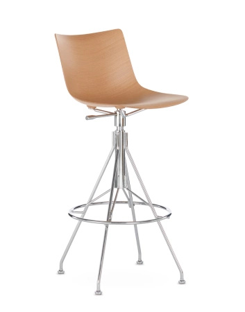 C.Koya Basic Veneer Stołek Jasne Drewno Chromowany FSC™