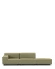 Plastics Tech Fabric Two-Seater + Pouf Sofa Green