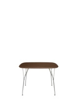 Viscount of Wood Square Chrome Table Walnut