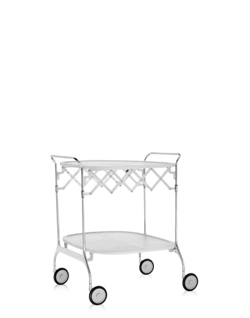 Gastone Chromo Book Cart White Glossy