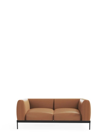 Asia Leather Sofa Two-Seater Brązowy Skórzany
