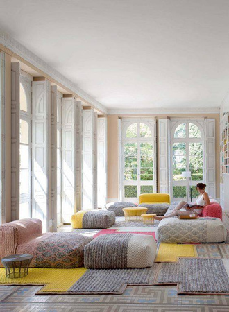 Gan Mangas Space Plait Yellow Square Carpet