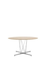 Viscount of Wood Round Chrome Table Ash
