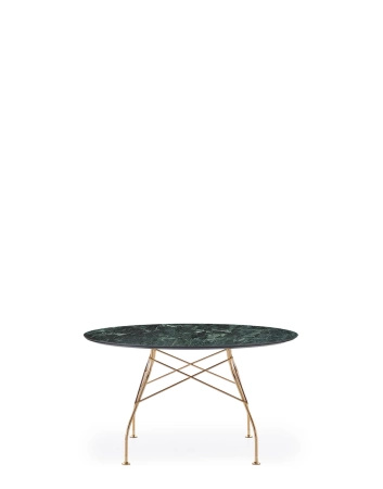 Glossy Round Ø128 cm Table Gilded Green
