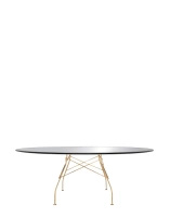 Glossy Oval 194x120 cm Table Gilded Black