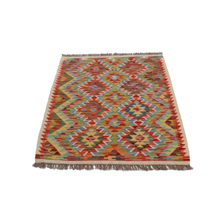 Dywan wełniany kilim afgański wielokolorowy 100007 118x87